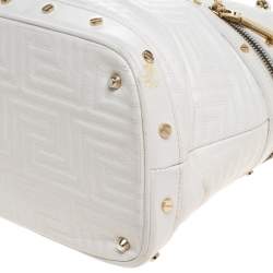 Pre Owned Versace White Quilted Leather Sided Zip Tote