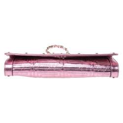 Pre Owned Versace Pink Quilted Patent Leather Flap Chain Bag