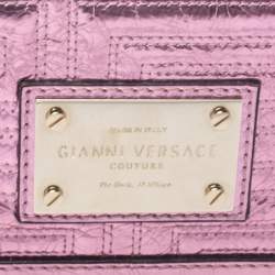 Pre Owned Versace Pink Quilted Patent Leather Flap Chain Bag