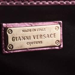 Pre Owned Versace Pink Quilted Patent Leather Flap Chain Bag