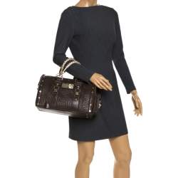 Versace Military Green Leather Snap Out Of It Satchel