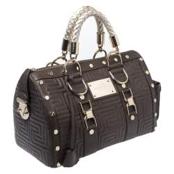 Versace Military Green Leather Snap Out Of It Satchel