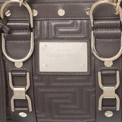 Versace Military Green Leather Snap Out Of It Satchel