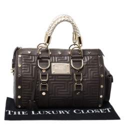 Versace Military Green Leather Snap Out Of It Satchel