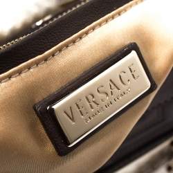Versace Military Green Leather Snap Out Of It Satchel