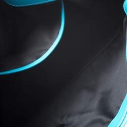 Pre Owned Versace Blue Patent Leather Large Flap Shoulder Bag