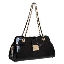 Pre Owned Versace Black Quilted Patent Leather Shoulder Bag