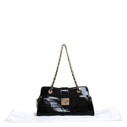 Pre Owned Versace Black Quilted Patent Leather Shoulder Bag