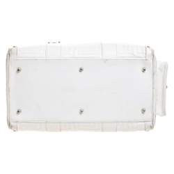 Pre Owned Versace White Quilted Leather Snap Out Of It Satchel