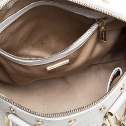 Pre Owned Versace White Quilted Leather Snap Out Of It Satchel