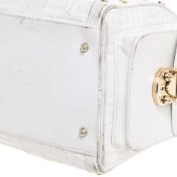 Pre Owned Versace White Quilted Leather Snap Out Of It Satchel