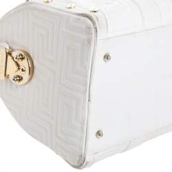 Pre Owned Versace White Quilted Leather Snap Out Of It Satchel