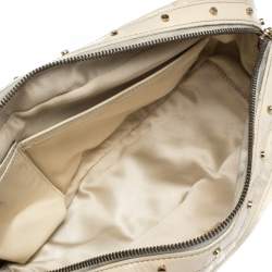 Pre Owned Gianni Versace Light Cream Quilted Patent Leather Bowler Bag