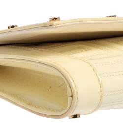 Pre Owned Gianni Versace White Quilted Patent Leather Flap Shoulder Bag