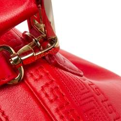 Pre Owned Gianni Versace Red Leather Medusa Charm Satchel