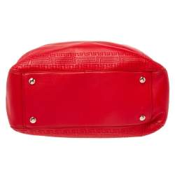 Pre Owned Gianni Versace Red Leather Medusa Charm Satchel