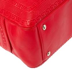 Pre Owned Gianni Versace Red Leather Medusa Charm Satchel