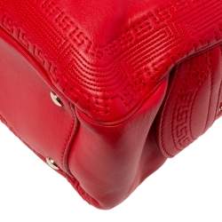 Pre Owned Gianni Versace Red Leather Medusa Charm Satchel