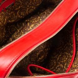 Pre Owned Gianni Versace Red Leather Medusa Charm Satchel