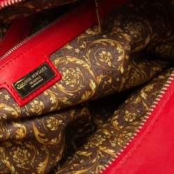 Pre Owned Gianni Versace Red Leather Medusa Charm Satchel