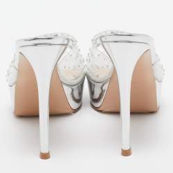 Pre Owned Gianvito Rossi Transparent PVC Crystal Embellished Betty Platform Sandals Size 37.5