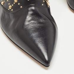 Pre Owned Gianvito Rossi Black Leather Studded Ankle Booties Size 40