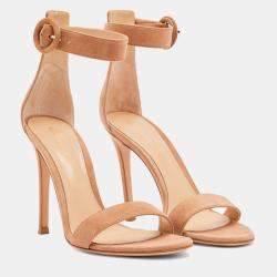 Pre Owned Gianvito Rossi nude Suede Sandals EU 37