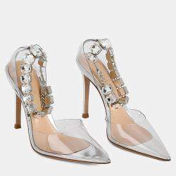 Gianvito Rossi Transparent PVC Crystal Embellished Transparent Pumps EU 36