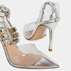 Gianvito Rossi Transparent PVC Crystal Embellished Transparent Pumps EU 36