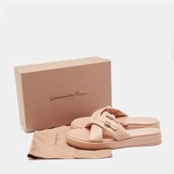 Gianvito Rossi Pink Leather Alima Slide Flats Size 41.5