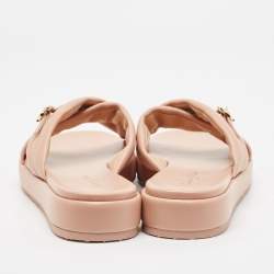 Gianvito Rossi Pink Leather Alima Slide Flats Size 41.5
