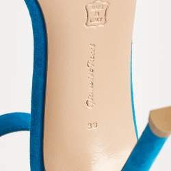 Gianvito Rossi Blue Suede Portofino Ankle Strap Sandals Size 38