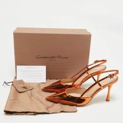 Pre Owned Gianvito Rossi Metallic Leather Ascent Slingback Pumps Size 38