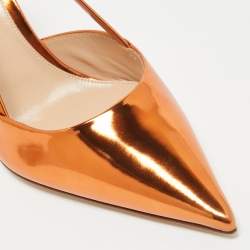 Pre Owned Gianvito Rossi Metallic Leather Ascent Slingback Pumps Size 38