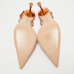 Pre Owned Gianvito Rossi Metallic Leather Ascent Slingback Pumps Size 38