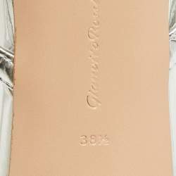 Pre Owned Gianvito Rossi Silver Patent Leather Calypso Thong Sandals Size 38.5