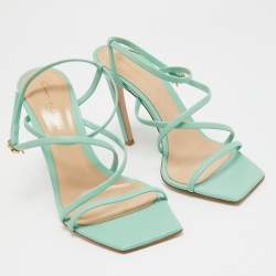 Pre Owned Gianvito Rossi Mint Green Leather Manilla Sandals Size 36.5