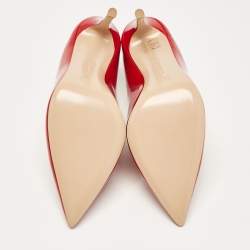 Pre Owned Gianvito Rossi Red Patent Leather Nova Mules Size 39