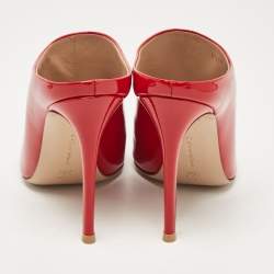 Pre Owned Gianvito Rossi Red Patent Leather Nova Mules Size 39