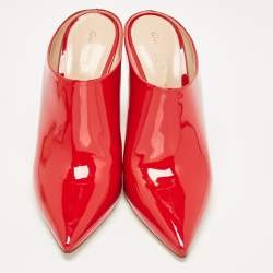 Pre Owned Gianvito Rossi Red Patent Leather Nova Mules Size 39