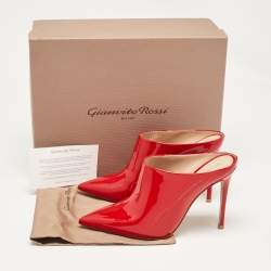 Pre Owned Gianvito Rossi Red Patent Leather Nova Mules Size 39