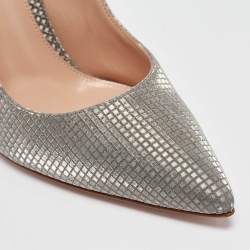 Pre Owned Gianvito Rossi Silver Nubuck Leather Ankle Wrap Pumps Size 39