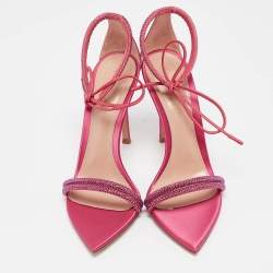 Gianvito Rossi Pink Satin Montecarlo Ankle Strap Sandals Size 36