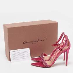 Gianvito Rossi Pink Satin Montecarlo Ankle Strap Sandals Size 36