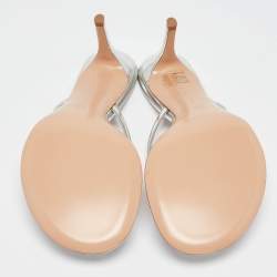 Pre Owned Gianvito Rossi Silver Patent Leather Calypso Thong Sandals Size 37.5