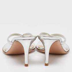 Pre Owned Gianvito Rossi Silver Patent Leather Calypso Thong Sandals Size 37.5