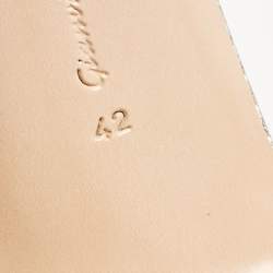 Pre Owned Gianvito Rossi Metallic Grey Textured Fabric Alise Sandals Size 42