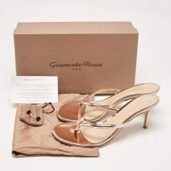 Pre Owned Gianvito Rossi Rose Gold Leather Calypso Sandals Size 40