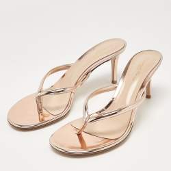 Pre Owned Gianvito Rossi Rose Gold Leather Calypso Sandals Size 40