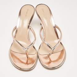 Pre Owned Gianvito Rossi Rose Gold Leather Calypso Sandals Size 40
